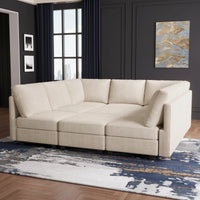 Ivory-Beige-/-Corduroy-9-Seat-Pit-Sectional