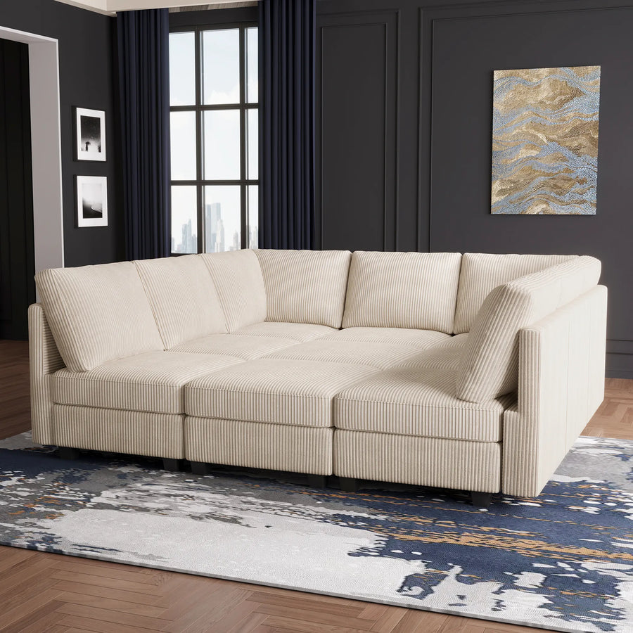 Ivory-Beige-/-Corduroy-9-Seat-Pit-Sectional