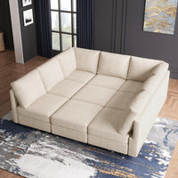 Ivory-Beige-/-Corduroy-9-Seat-Pit-Sectional