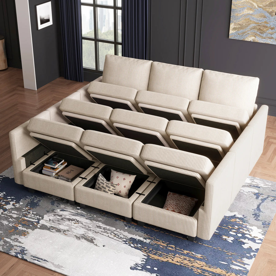 Ivory-Beige-/-Corduroy-9-Seat-Pit-Sectional