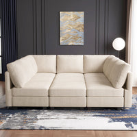 Ivory-Beige-/-Corduroy-9-Seat-Pit-Sectional