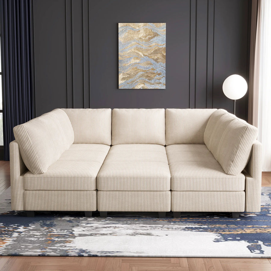 Ivory-Beige-/-Corduroy-9-Seat-Pit-Sectional
