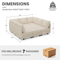 Ivory-Beige-/-Corduroy-9-Seat-Pit-Sectional-dimension