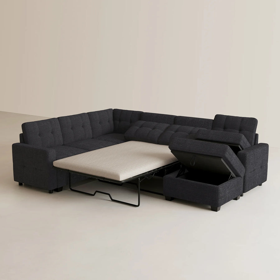 Graphite-Grey-/-Chenille-7-Seat-U-Shaped-Pullout-Sectional