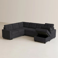 Graphite-Grey-/-Chenille-7-Seat-U-Shaped-Pullout-Sectional