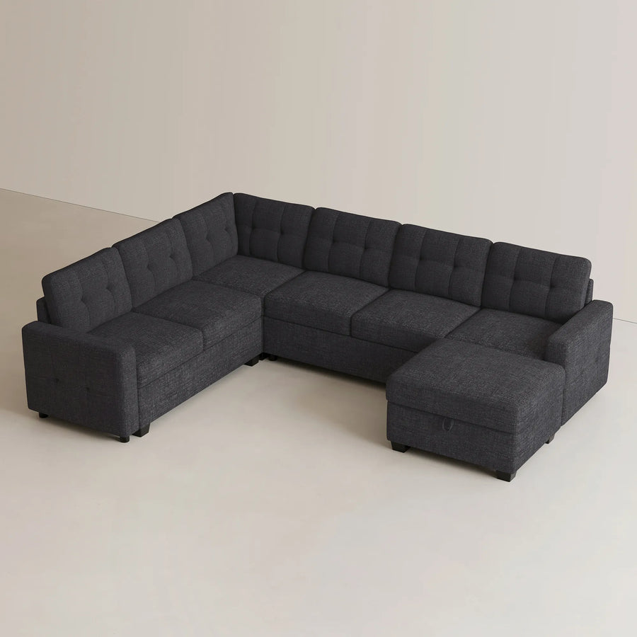 Graphite-Grey-/-Chenille-7-Seat-U-Shaped-Pullout-Sectional