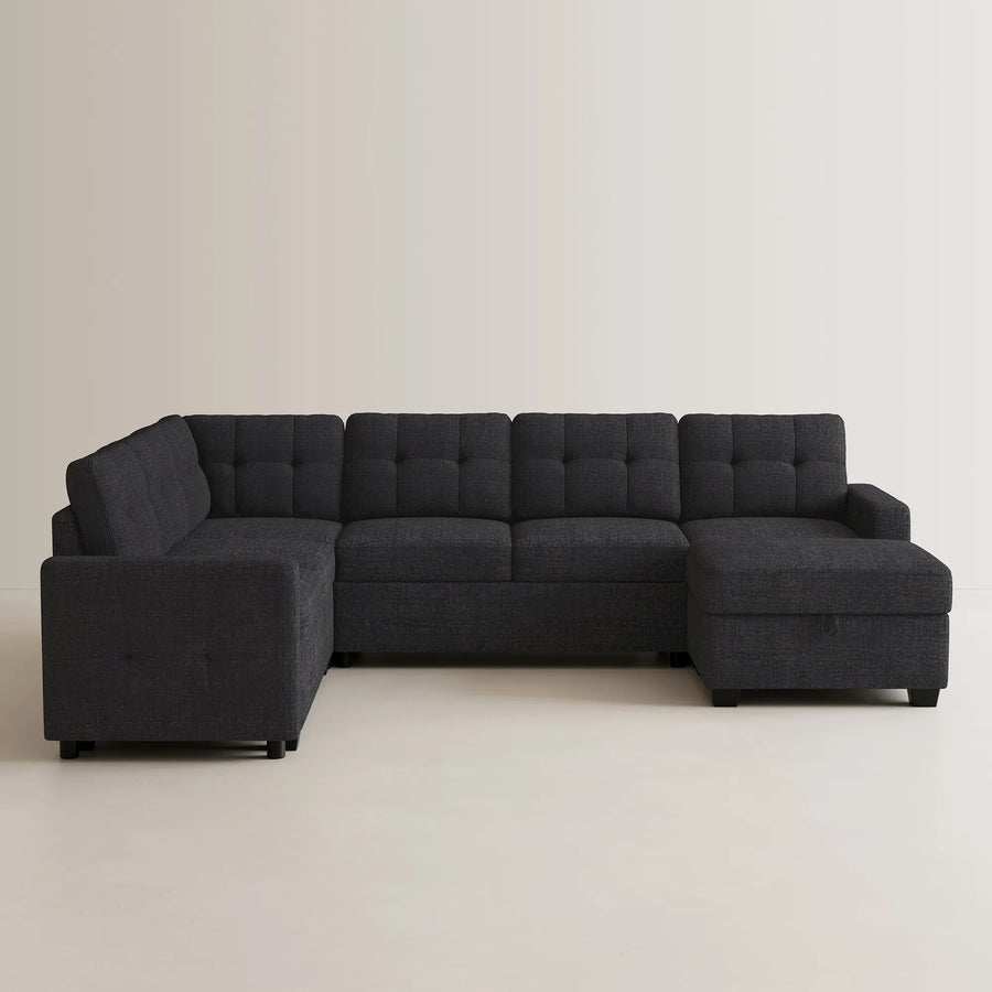 Graphite-Grey-/-Chenille-7-Seat-U-Shaped-Pullout-Sectional