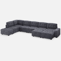 Pewter-Grey-/-Corduroy-5-Seat-L-Shaped-Sectional-with-3-Ottomans