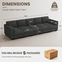 Dark-Grey-/-Faux-Rabbit-Fur-Corduroy-5-Seat-Sleeper-Sofa-dimension