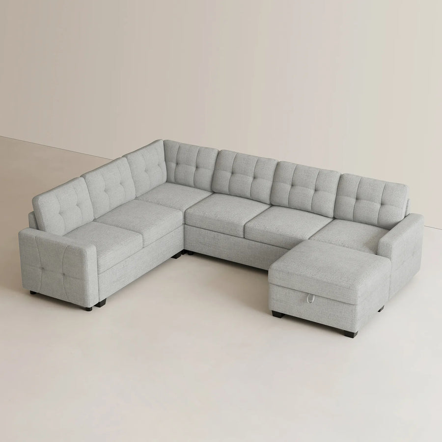 Cloud-Grey-/-Chenille-7-Seat-U-Shaped-Pullout-Sectional