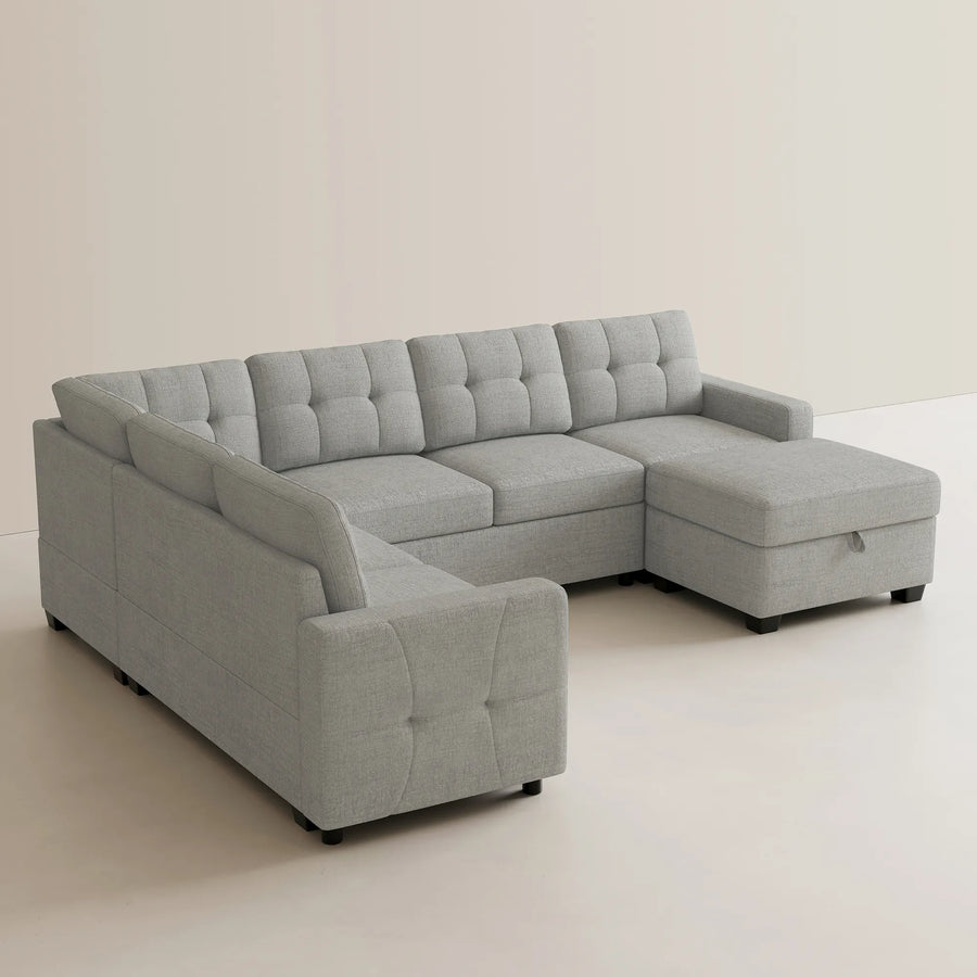 Cloud-Grey-/-Chenille-7-Seat-U-Shaped-Pullout-Sectional