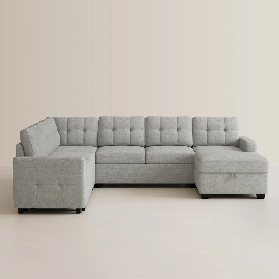 Cloud-Grey-/-Chenille-7-Seat-U-Shaped-Pullout-Sectional