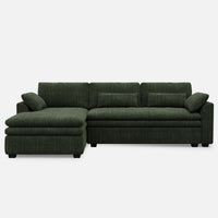 Olivewood-Green-/-Corduroy-3-Seat-Left-Chaise-Sectional