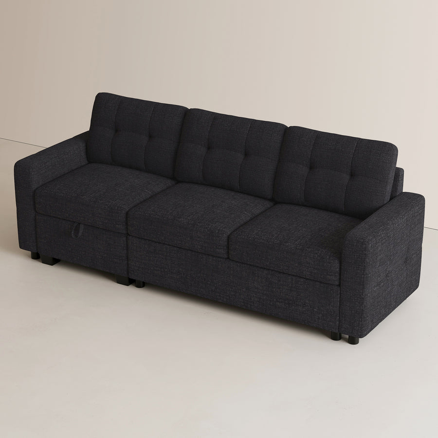Graphite-Grey-/-Chenille-3-Seat-Pullout-Sofa