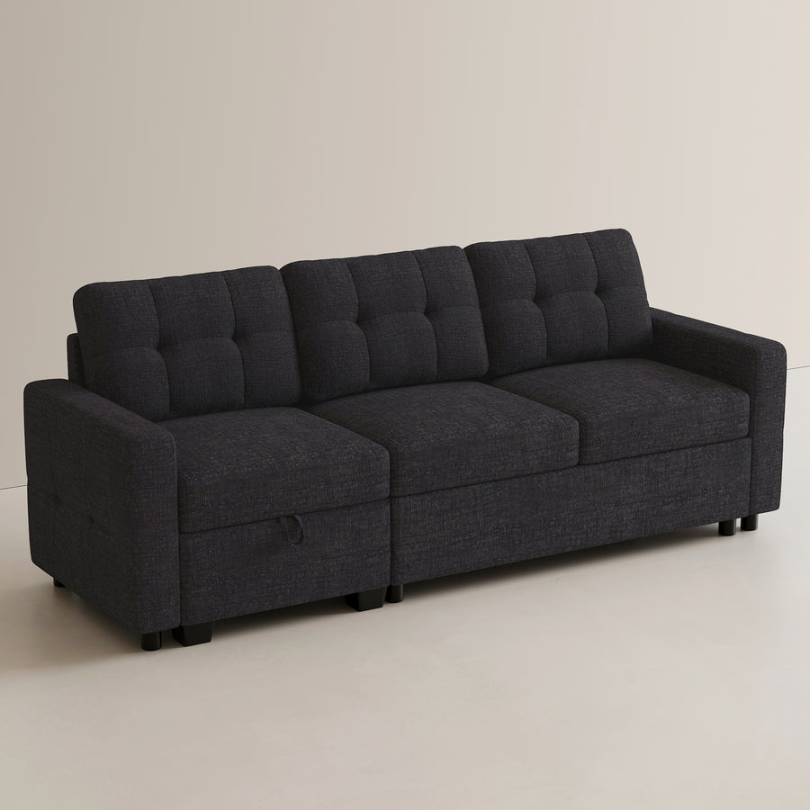 Graphite-Grey-/-Chenille-3-Seat-Pullout-Sofa