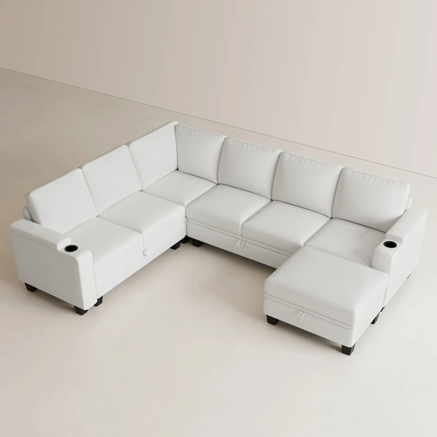 Misty-White-/-Chenille-7-Seat-U-Shaped-Sectional