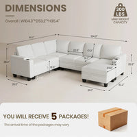 Misty-White-/-Chenille-7-Seat-U-Shaped-Sectional-dimension