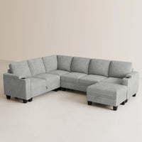 Silver-Grey-/-Chenille-7-Seat-U-Shaped-Sectional
