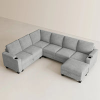 Silver-Grey-/-Chenille-7-Seat-U-Shaped-Sectional