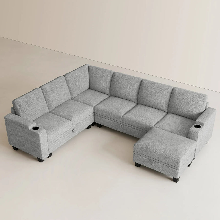 Silver-Grey-/-Chenille-7-Seat-U-Shaped-Sectional