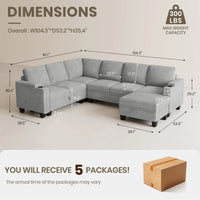 Silver-Grey-/-Chenille-7-Seat-U-Shaped-Sectional-dimension