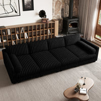Piano-Black-/-Faux-Rabbit-Fur-Corduroy-4-Seat-Sleeper-Sofa