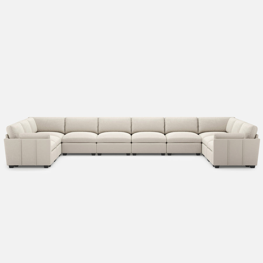 Cosmic-Latte-/-Velvet-10-Seat-U-Shaped-Sectional