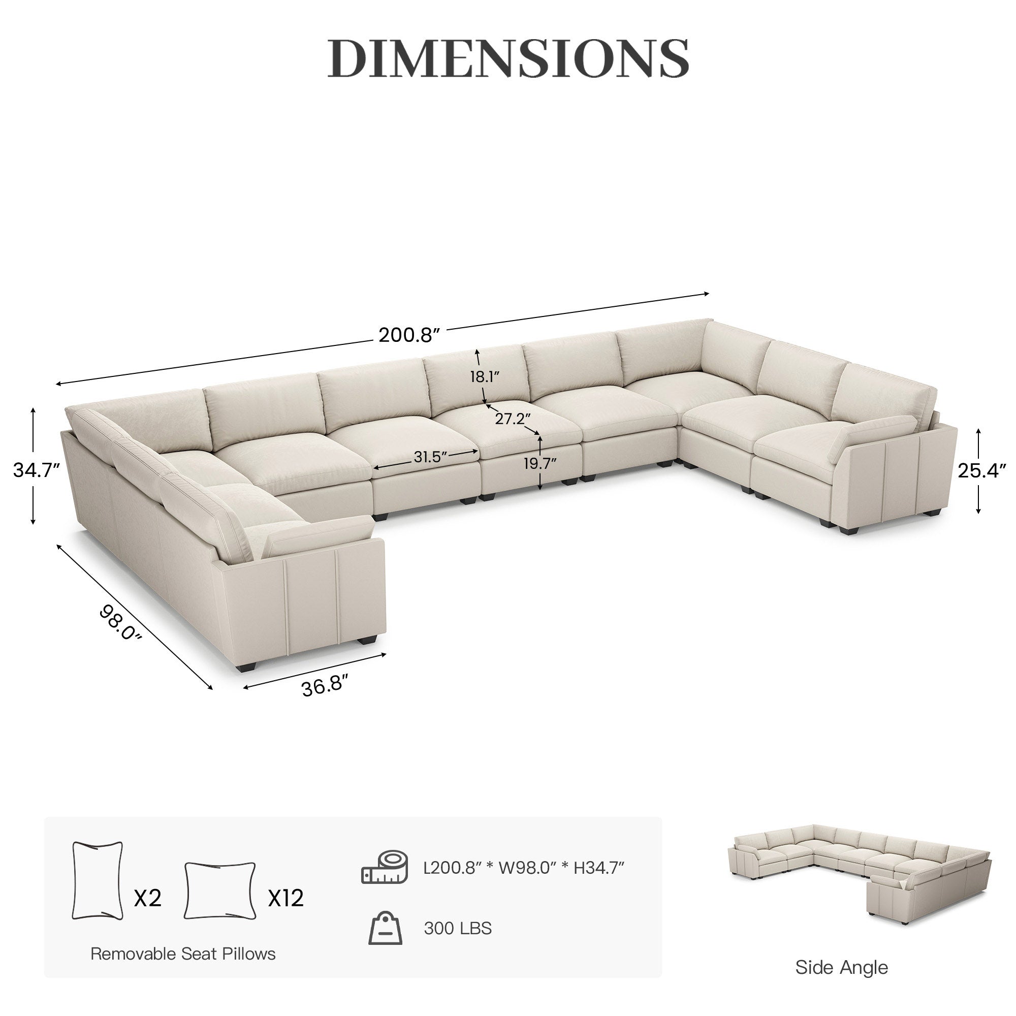 Uteeran Oversized Cloud 10 Seats Sofa