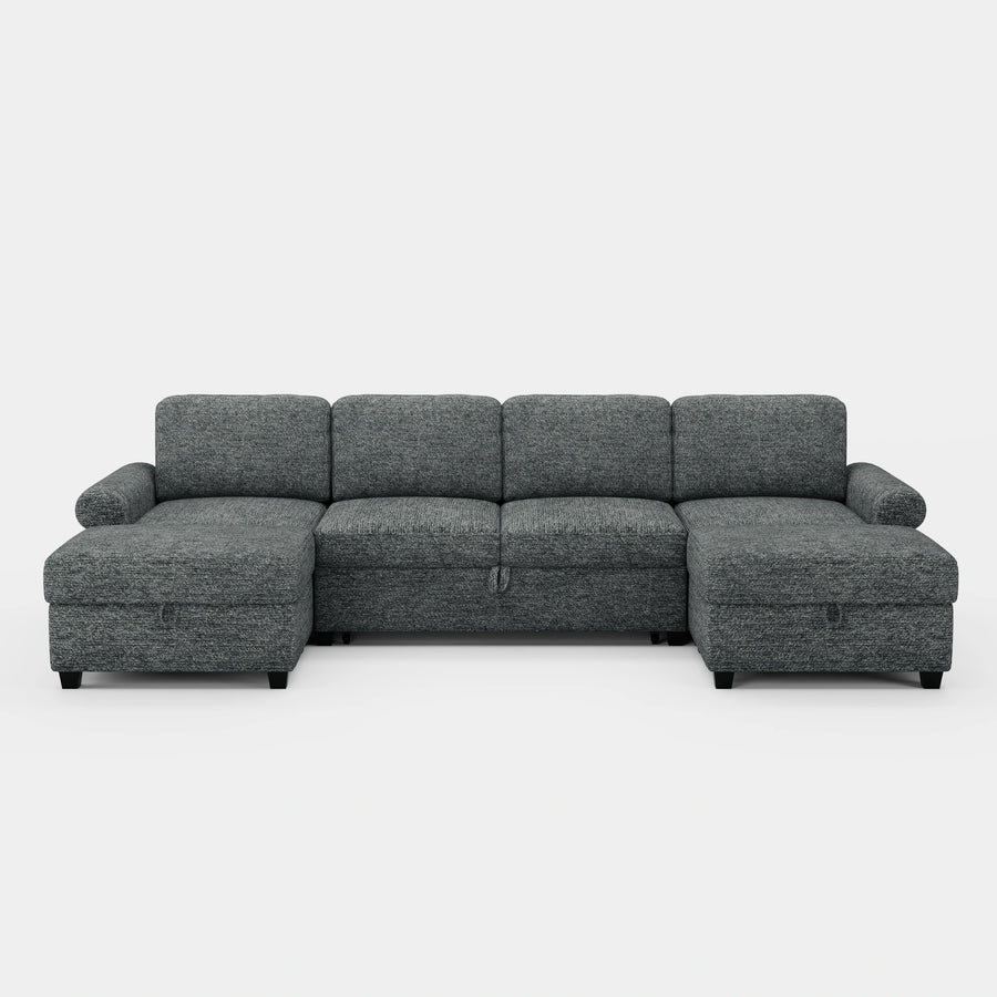 Silver-Grey-/-Chenille-6-Seat-U-Shaped-Pullout-Sectional