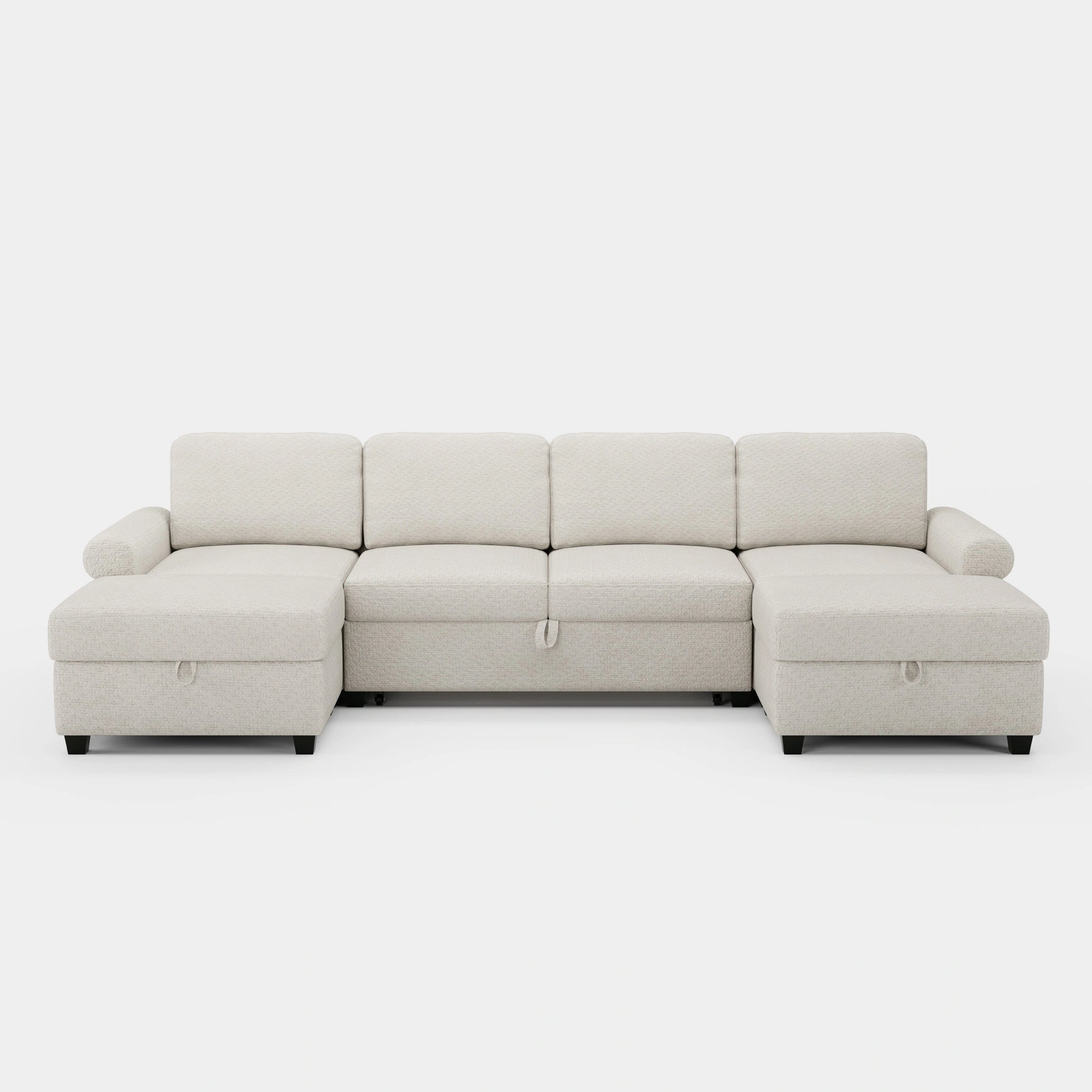 Misty-White-/-Chenille-4-Seats-Pullout-U-Shaped-Sectional