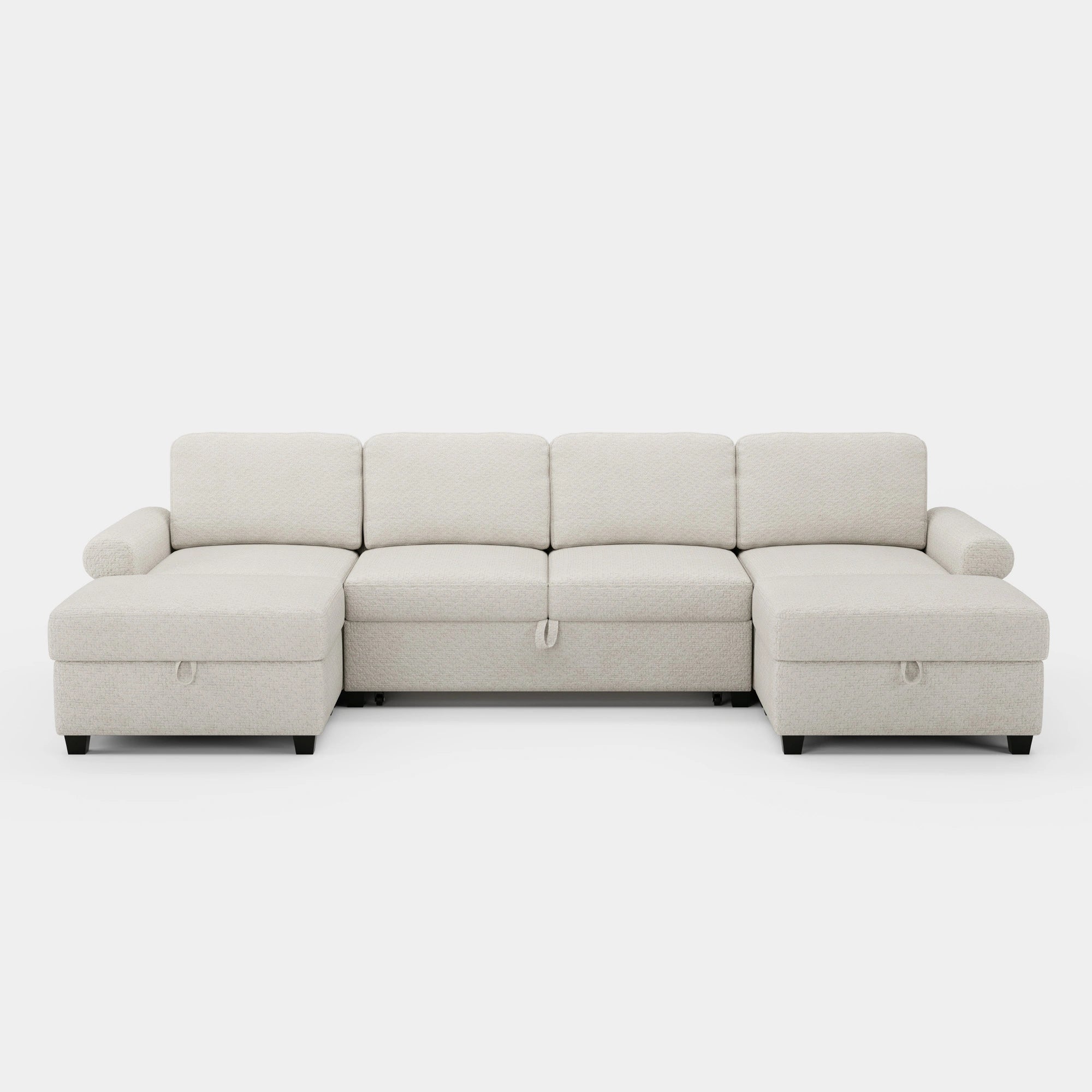 Misty-White-/-Chenille-4-Seats-Pullout-U-Shaped-Sectional