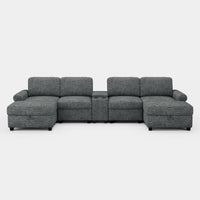 Silver-Grey-/-Chenille-6-Seat-U-Shaped-Sectional-with-Console