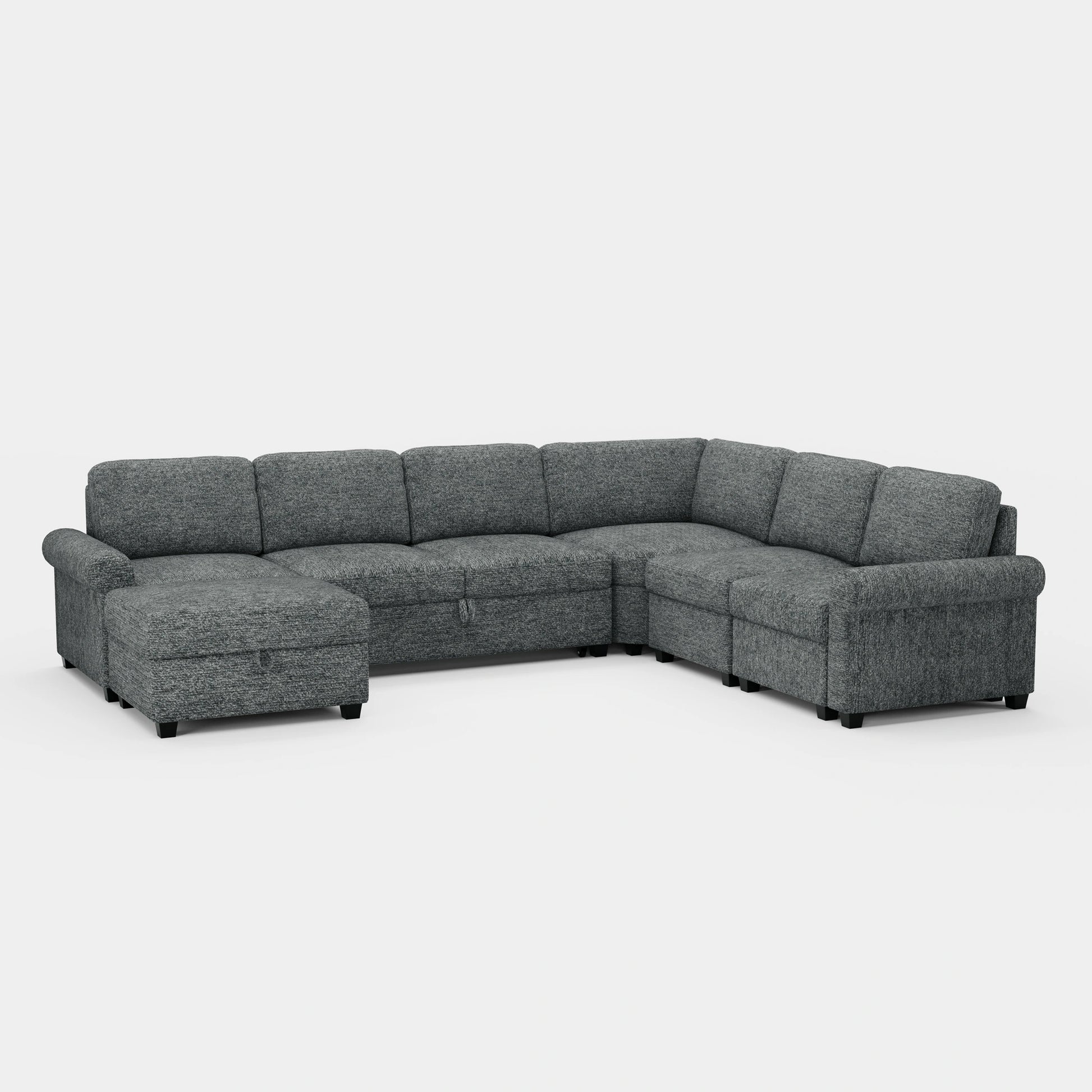 Silver-Grey-/-Chenille-6-Seats-Pullout-Sectional