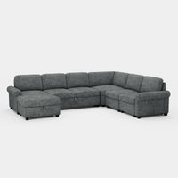 Silver-Grey-/-Chenille-7-Seat-U-Shaped-Pullout-Sectional