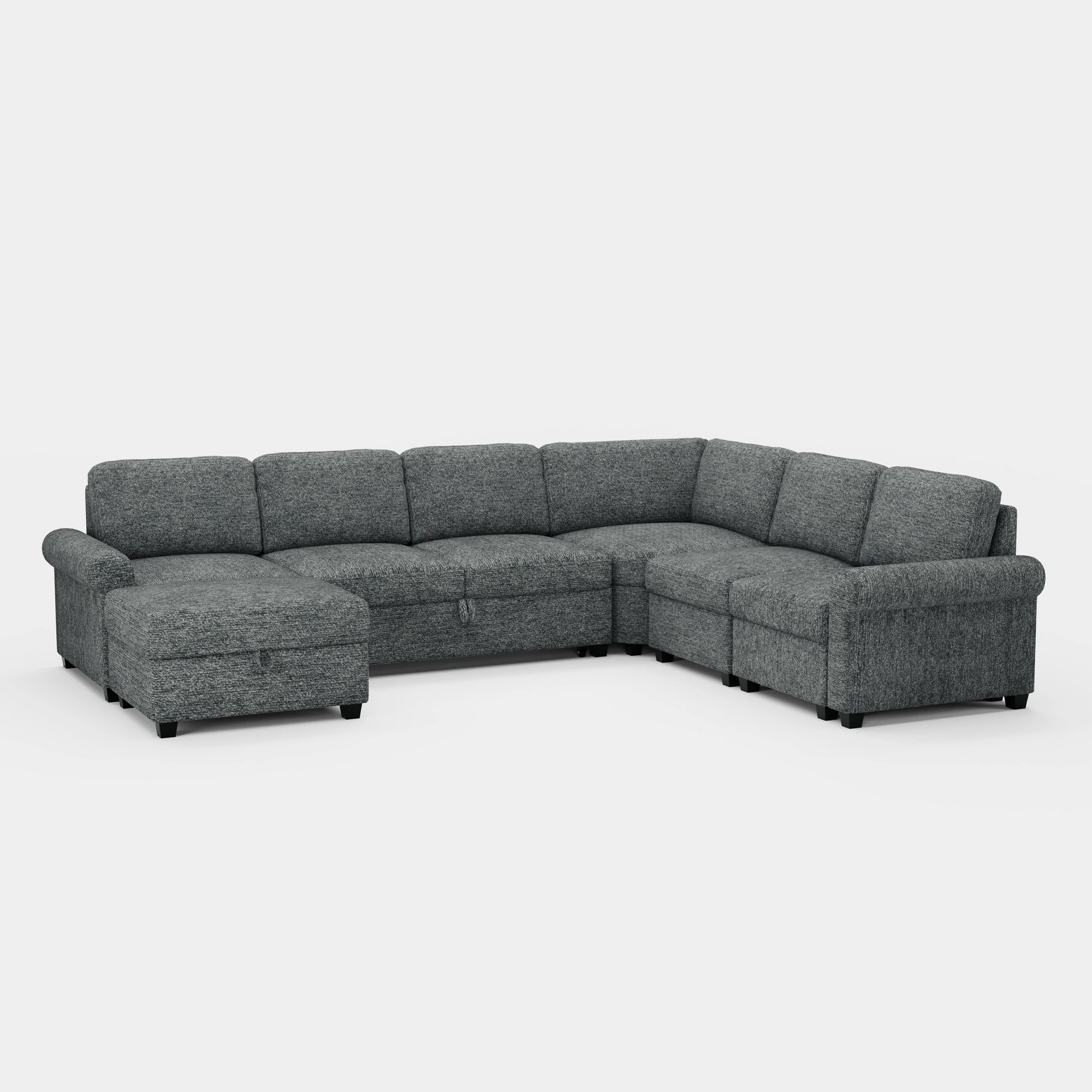 Silver-Grey-/-Chenille-6-Seats-Pullout-Sectional