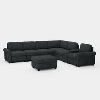 Silver-Grey-/-Chenille-7-Seat-L-Shaped-Sectional-with-Console
