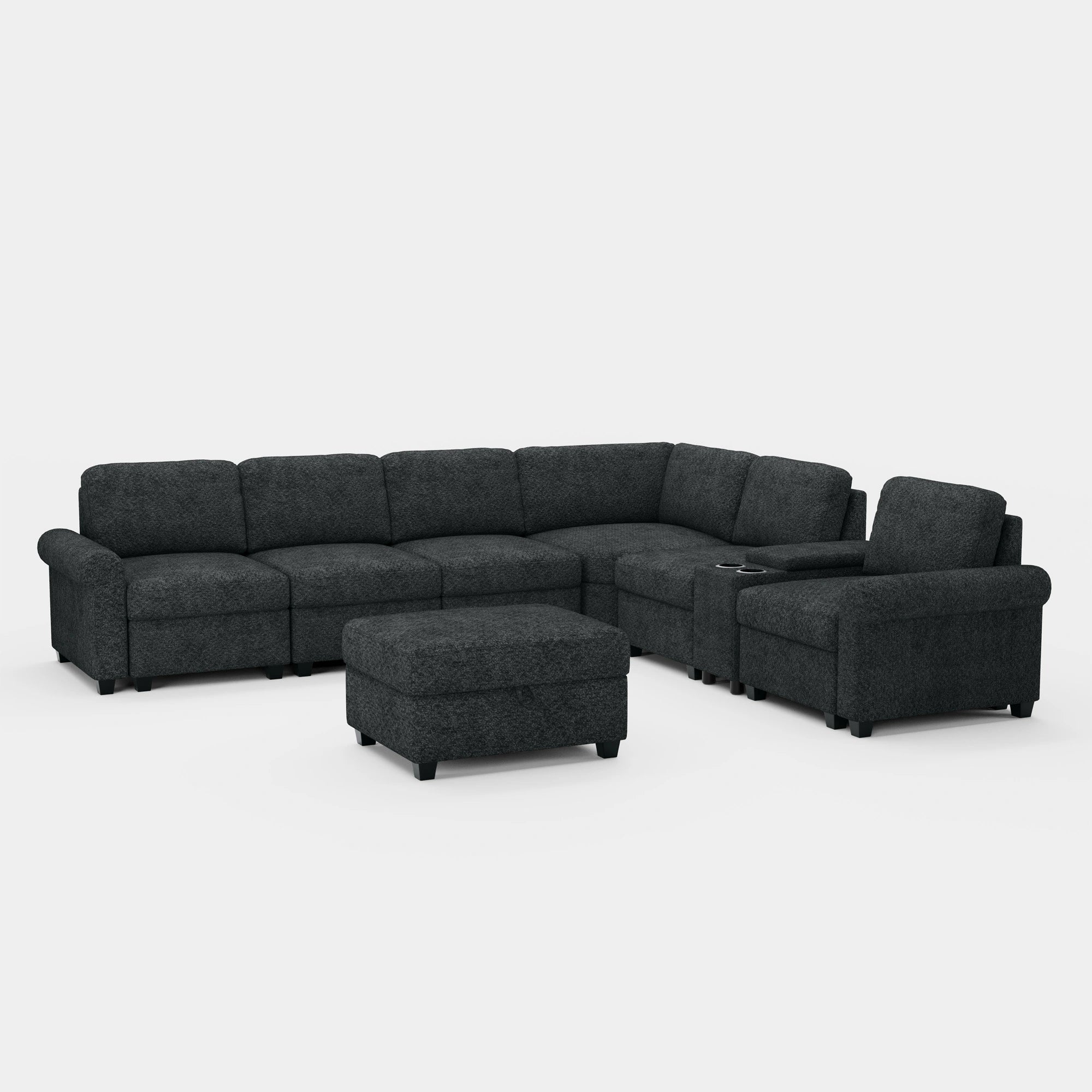 Silver-Grey-/-Chenille-6-Seats-Sectional-with-Console