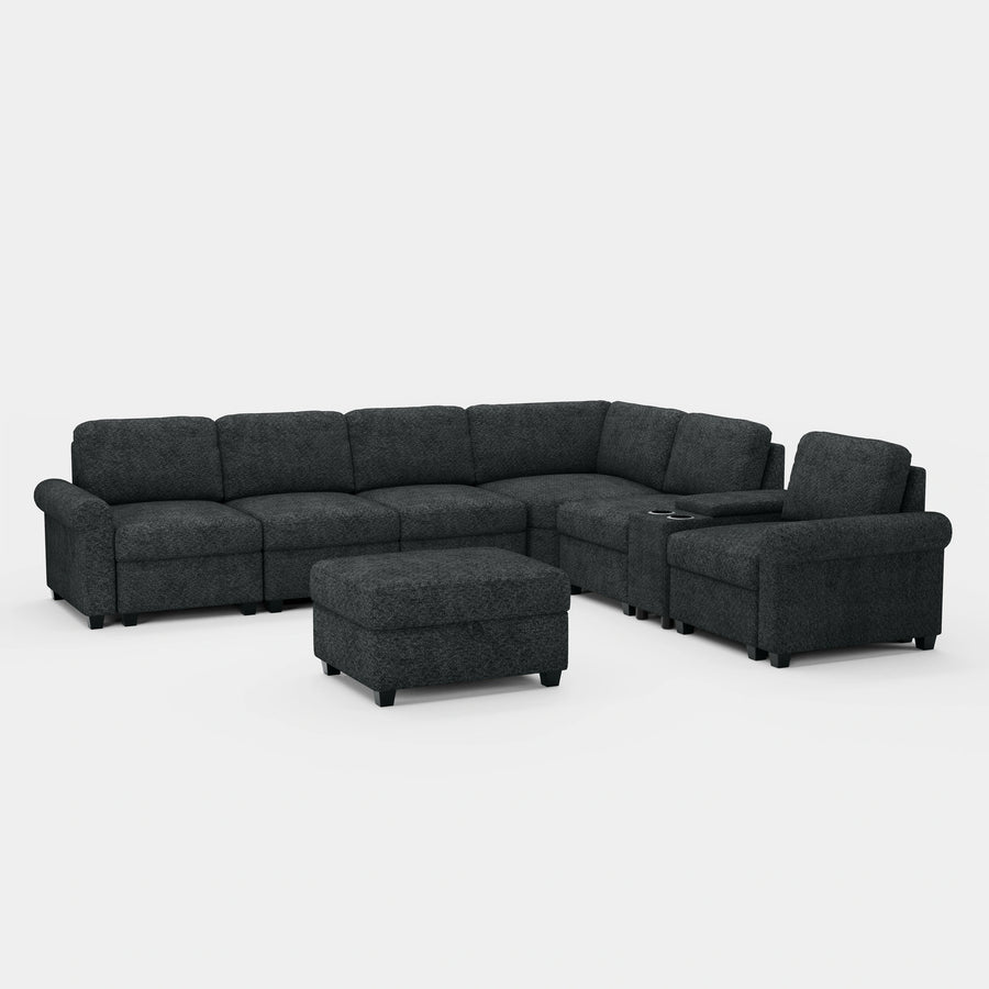 Silver-Grey-/-Chenille-7-Seat-L-Shaped-Sectional-with-Console