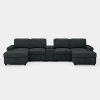 Graphite-Grey-/-Chenille-6-Seat-U-Shaped-Sectional-with-Console