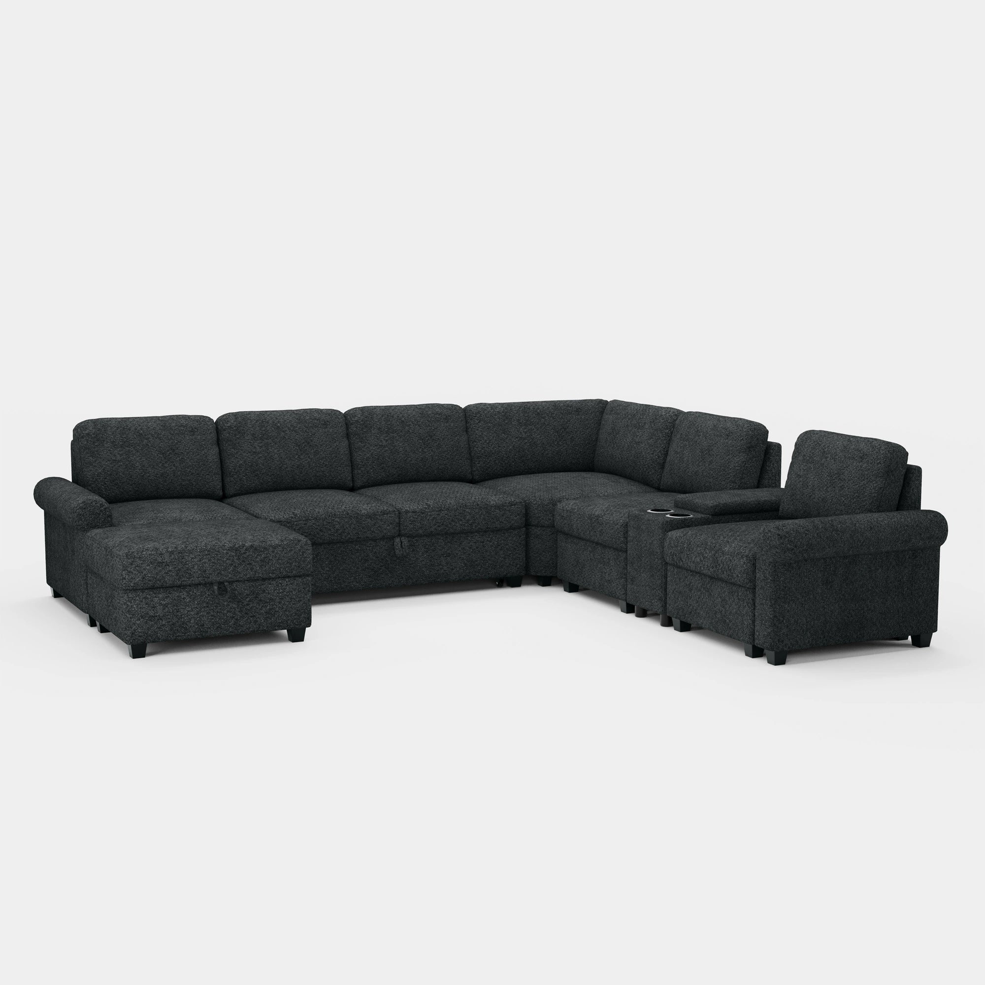 Graphite-Grey-/-Chenille-6-Seats-Pullout-Sectional-with-Console