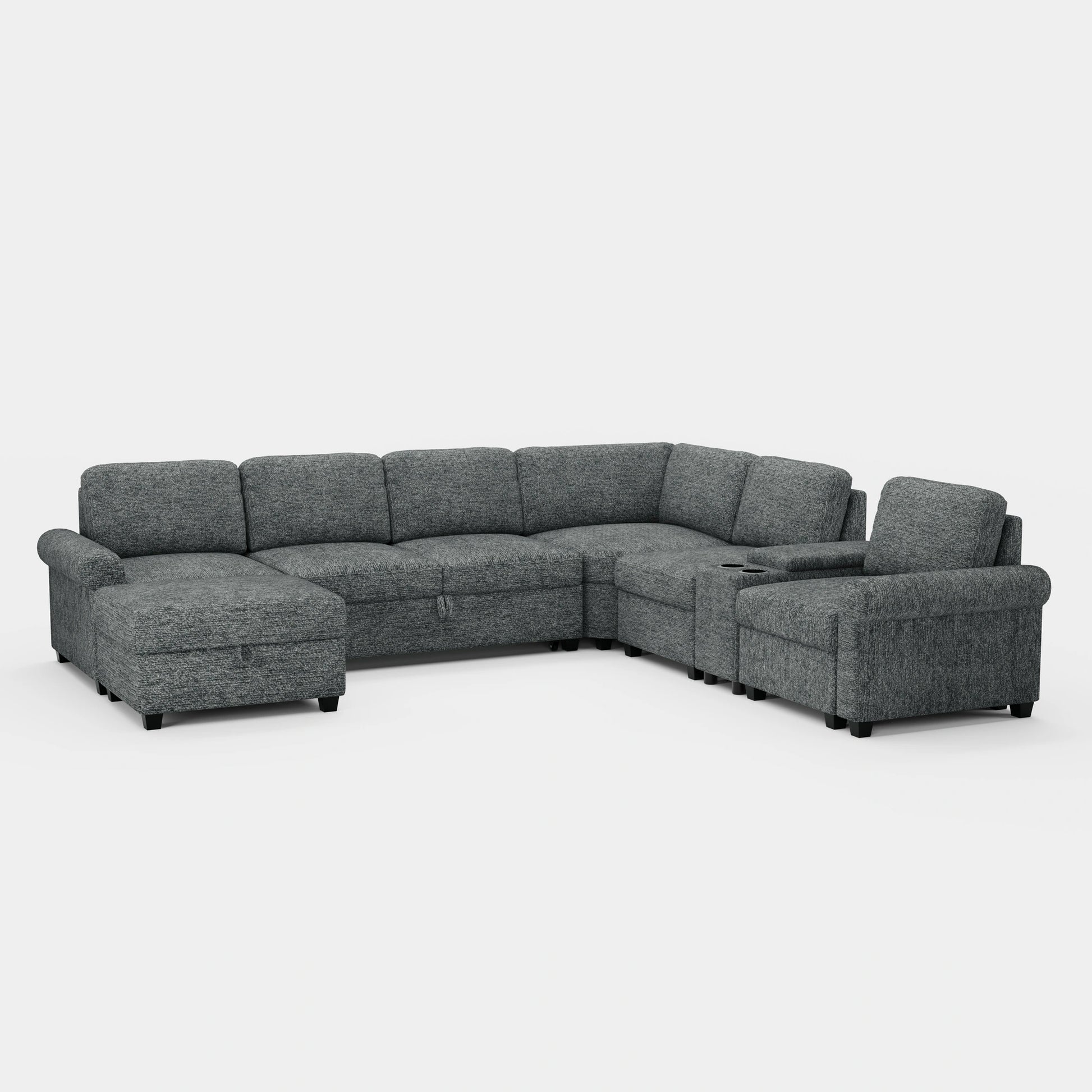 Silver-Grey-/-Chenille-6-Seats-Pullout-Sectional-with-Console
