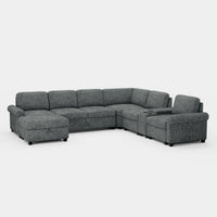 Silver-Grey-/-Chenille-7-Seat-U-Shaped-Pullout-Sectional-with-Console