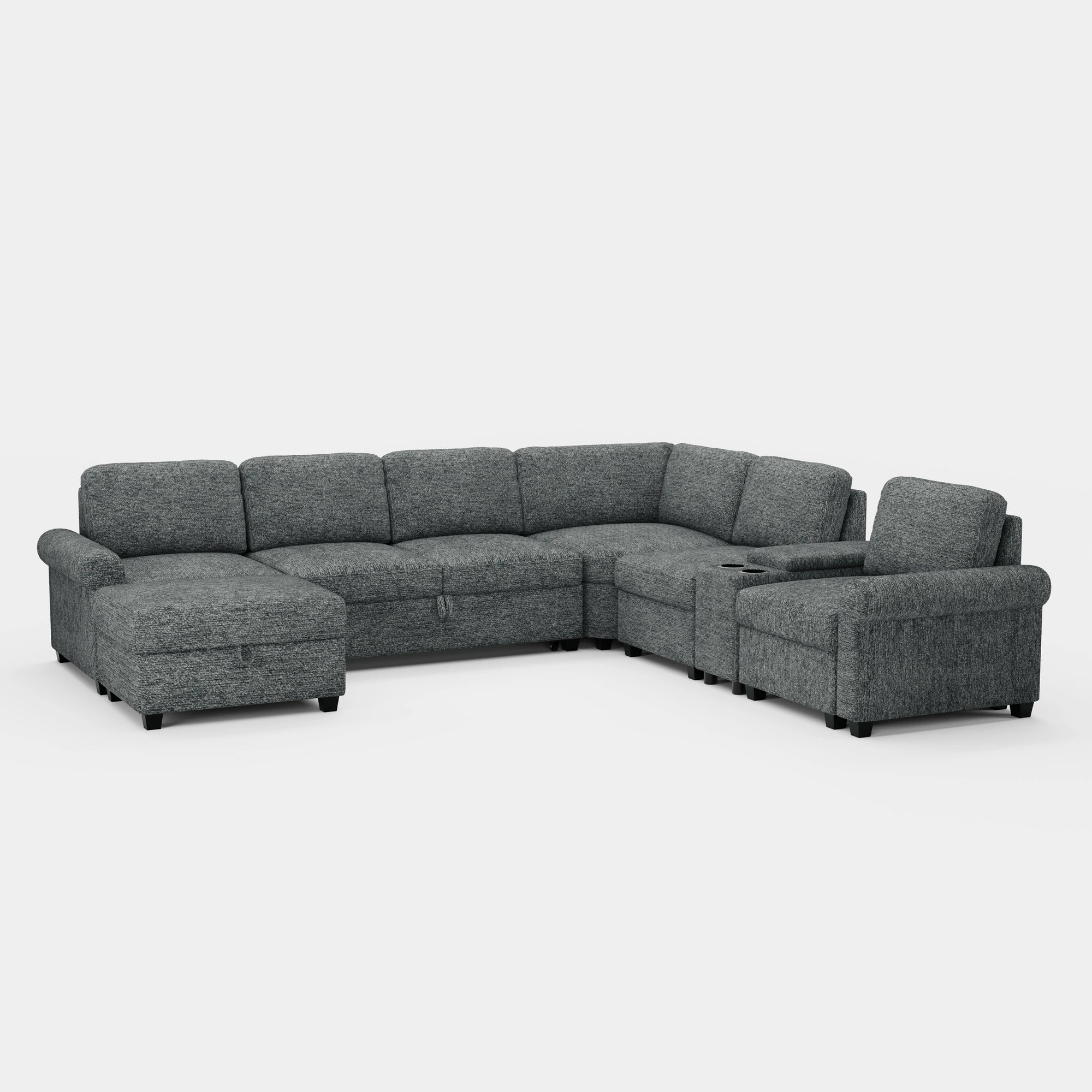 Silver-Grey-/-Chenille-6-Seats-Pullout-Sectional-with-Console