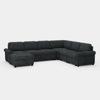 Graphite-Grey-/-Chenille-7-Seat-U-Shaped-Pullout-Sectional