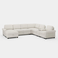 Misty-White-/-Chenille-7-Seat-U-Shaped-Pullout-Sectional-with-Console