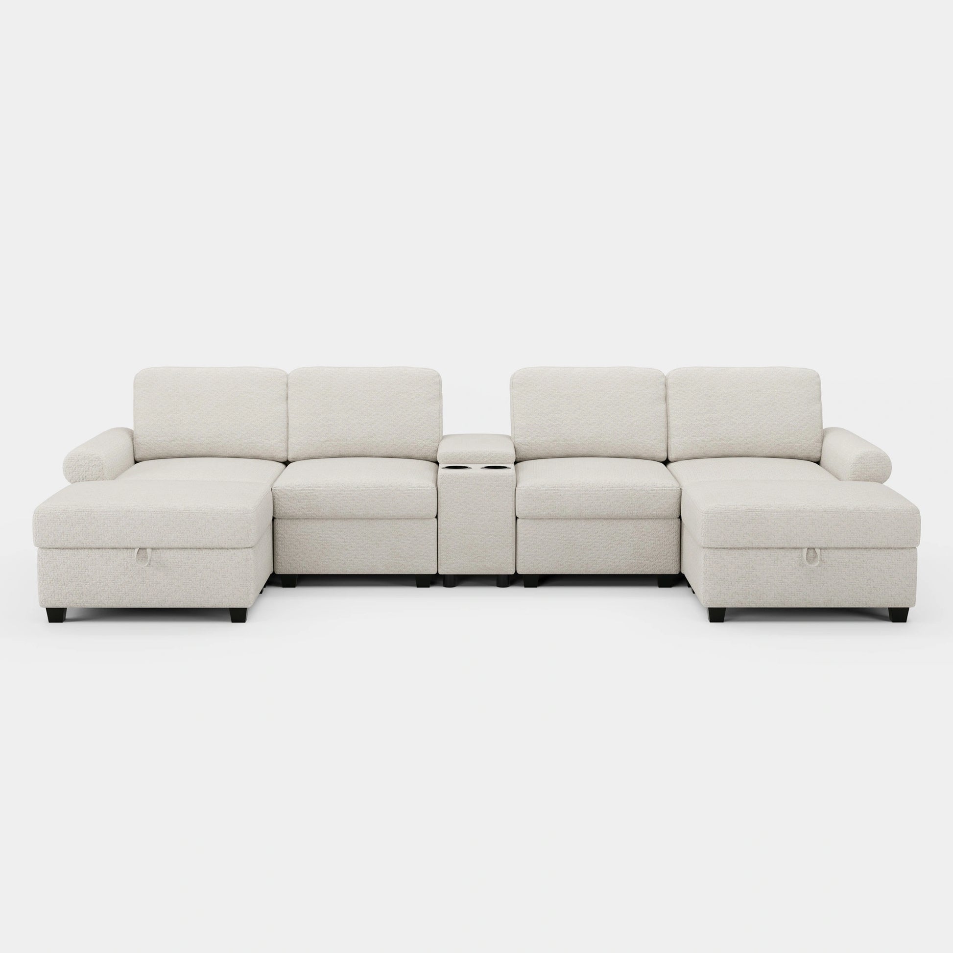 Misty-White-/-Chenille-4-Seats-U-Shaped-Sectional-with-Console