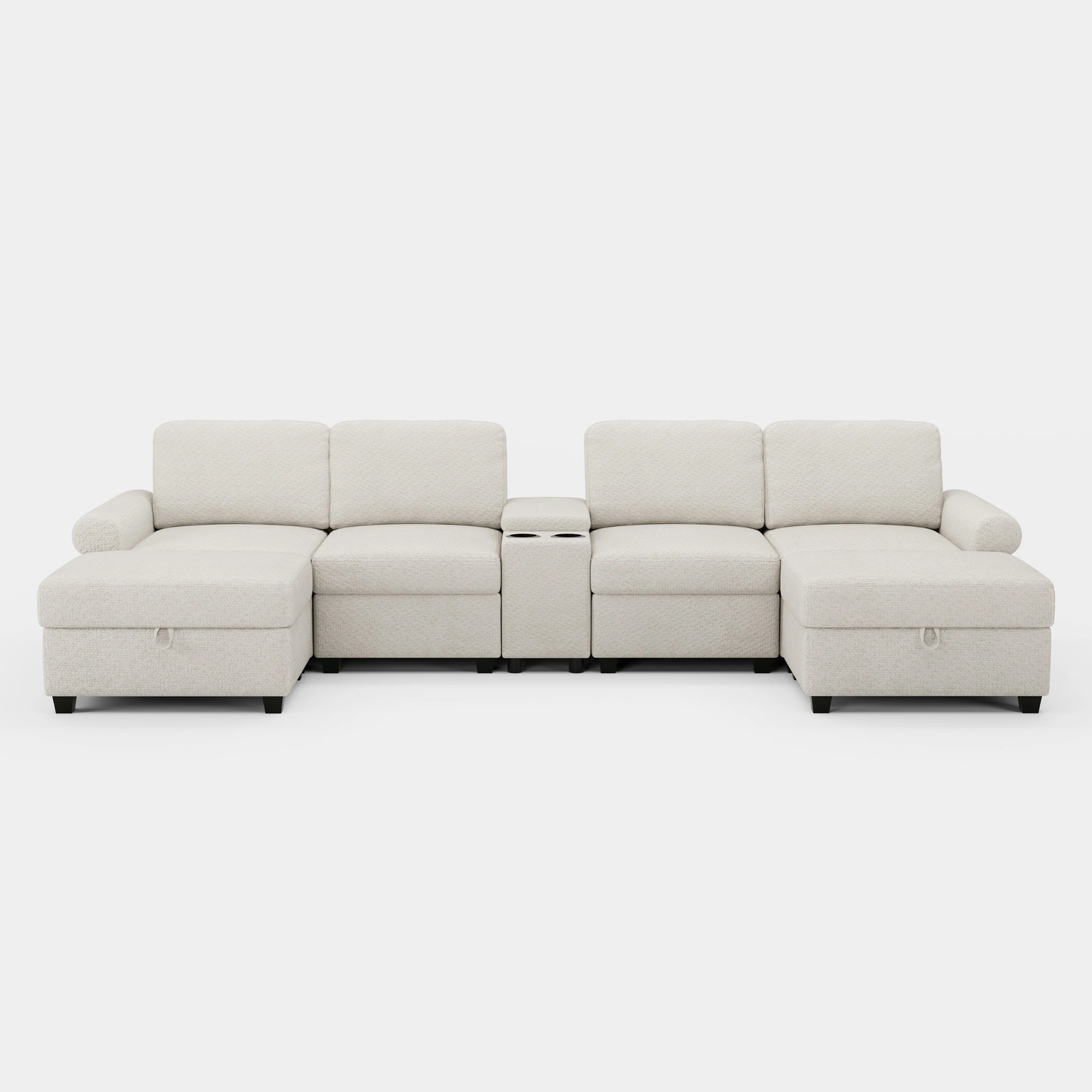 Misty-White-/-Chenille-4-Seats-U-Shaped-Sectional-with-Console