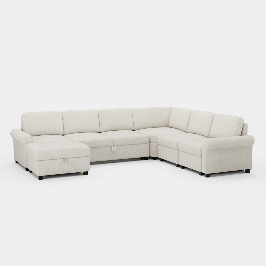 Misty-White-/-Chenille-7-Seat-U-Shaped-Pullout-Sectional
