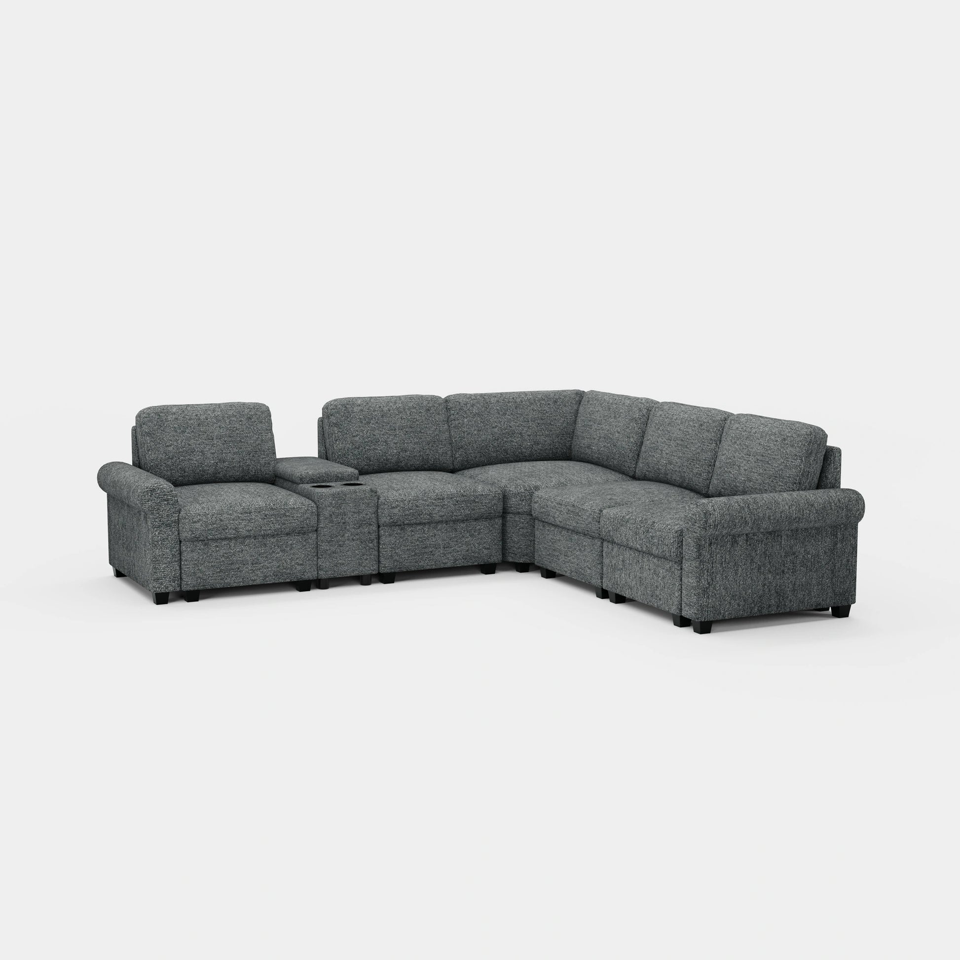 Silver-Grey-/-Chenille-5-Seats-Corner-Sectional-with-Console