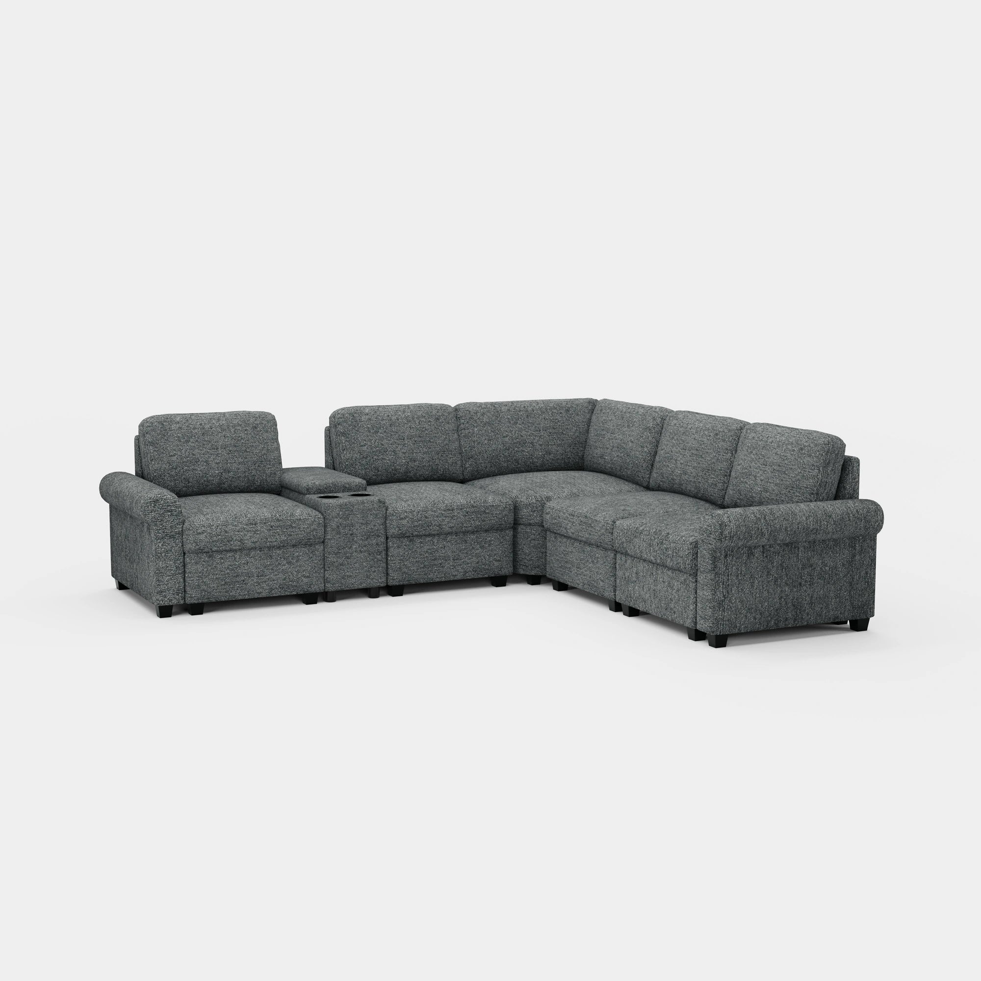 Silver-Grey-/-Chenille-5-Seats-Corner-Sectional-with-Console